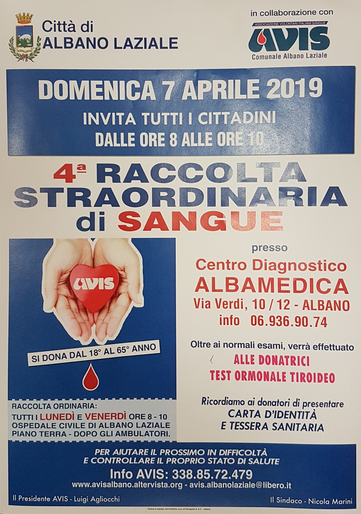 Locandina AVIS del 7 Aprile 2019