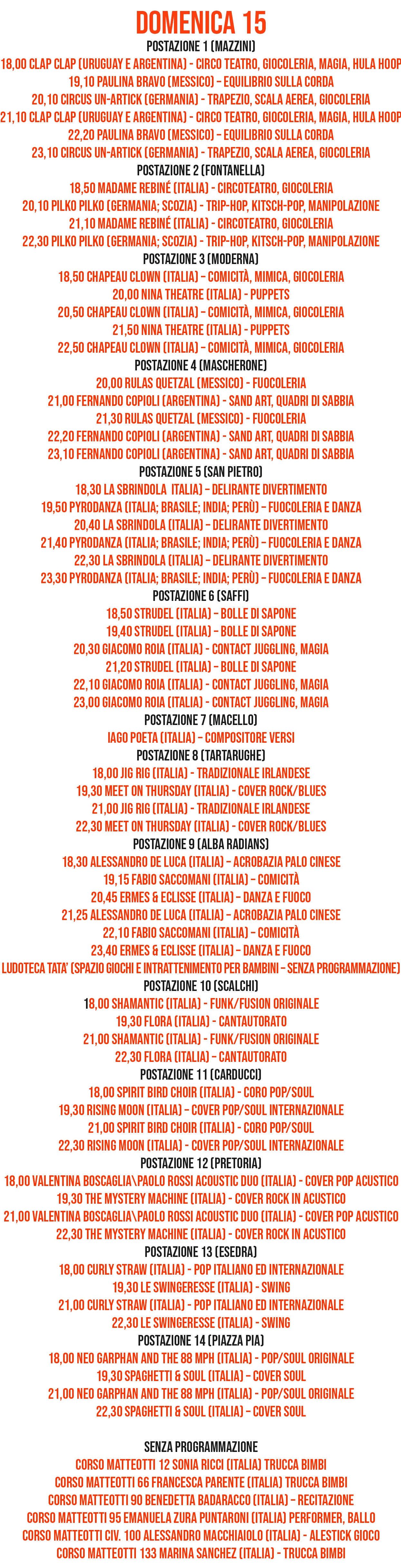 Immagine Programma di Domenica 15