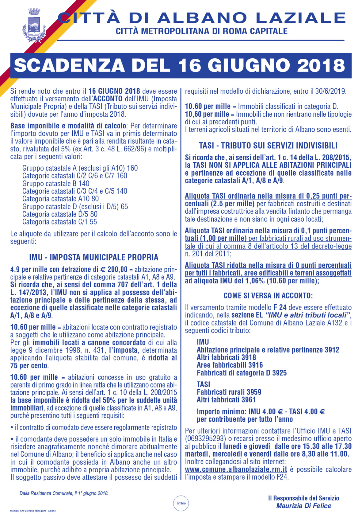 Manifesto IMU e Tasi