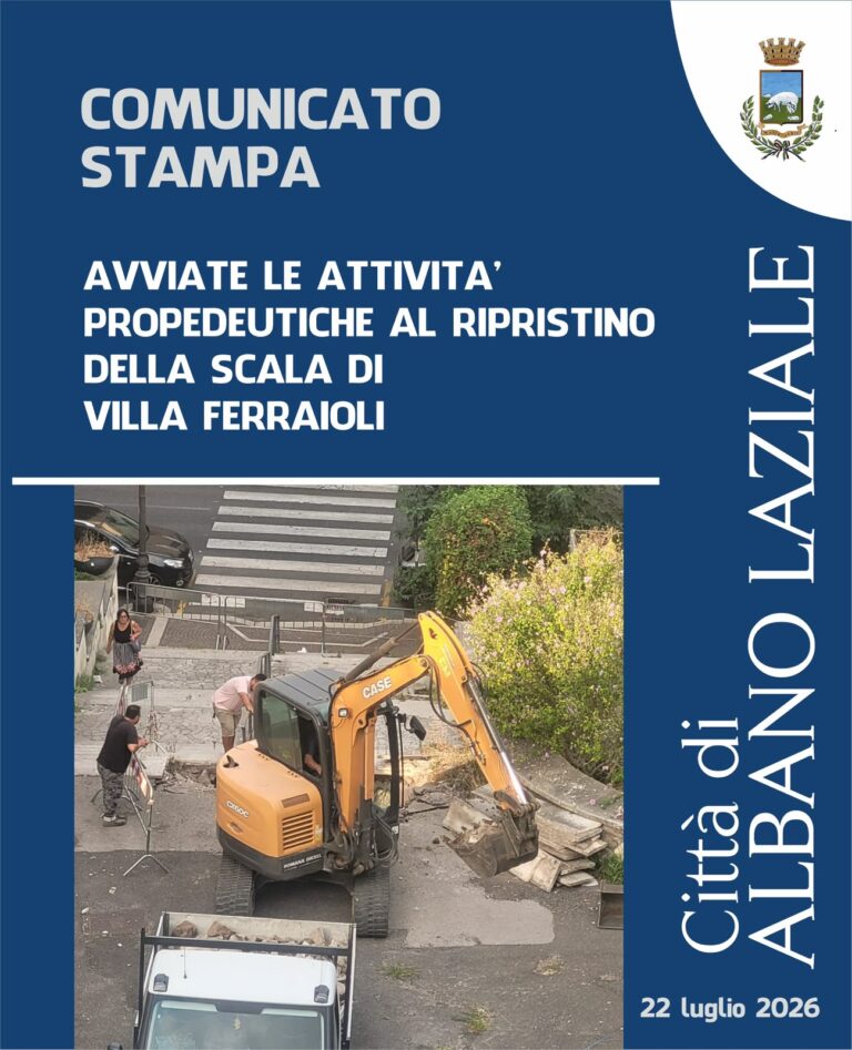 Comunicato stampa – Avviate le attività propedeutiche al ripristino della scala di villa ferraioli