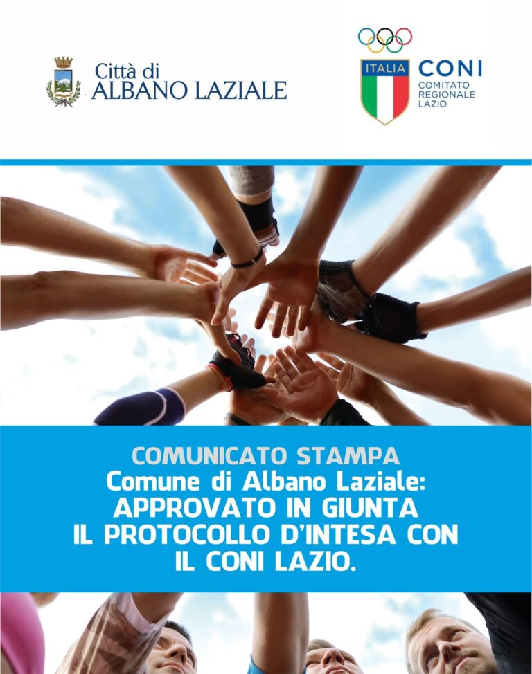 La Giunta Comunale di Albano Laziale ha approvato il Protocollo d’Intesa con il CONI Lazio