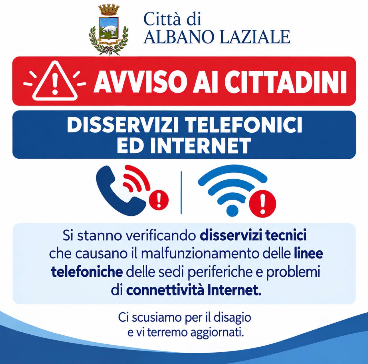 DISSERVIZI TELEFONICI UFFICI COMUNALI